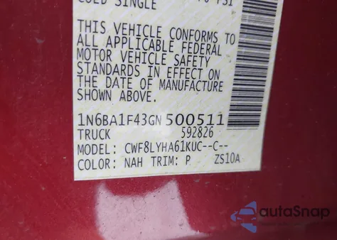 2016 Nissan Titan Xd Sl z USA, uszkodzony, nr VIN 1N6BA1F43GN500511